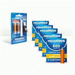Nicolites Rechargeable Electronic Cigarette Starter Kit and Nicolites Refill Cartridges Low Strength Tobacco Cartomisers Saver Pack